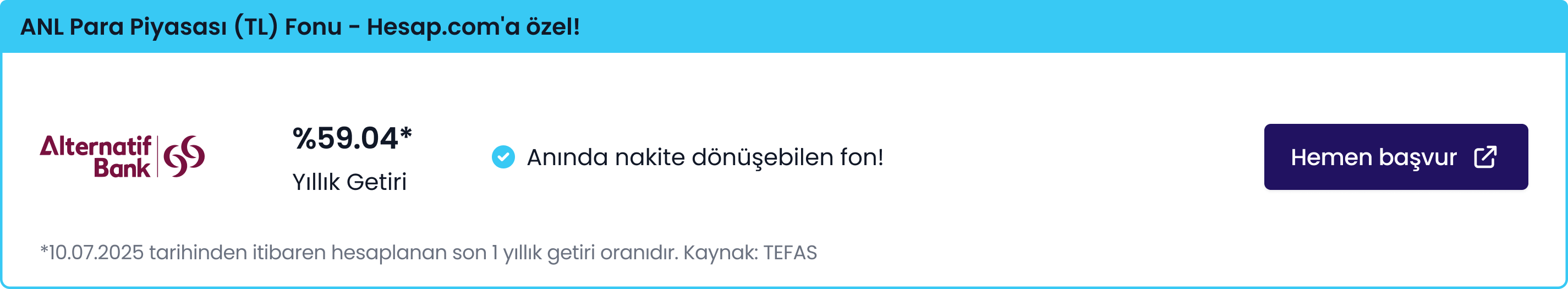 ANL Para Piyasası (TL) Fonu - Hesap.com'a özel!