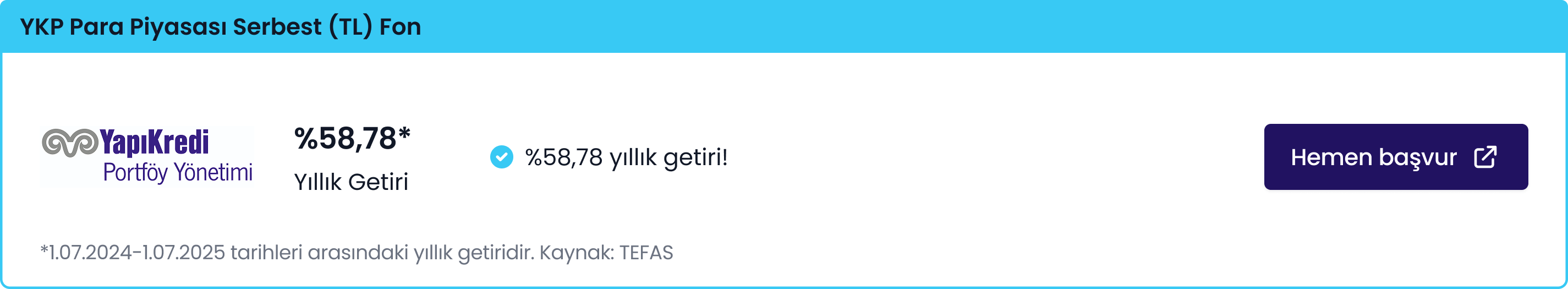 YKB Para Piyasası Serbest (TL) Fon